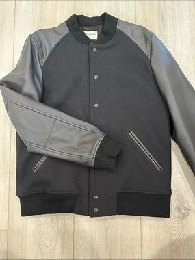 Mens Zadig & Voltaire Birdie Wool Leather Sleeve Bomber Jacket M